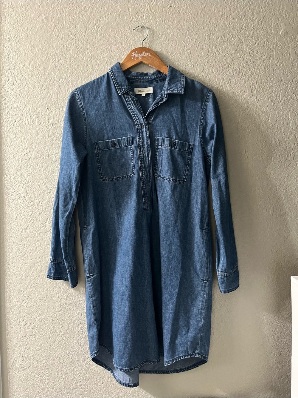 Madewell Indigo Chambray Long-Sleeve Shirt Dress